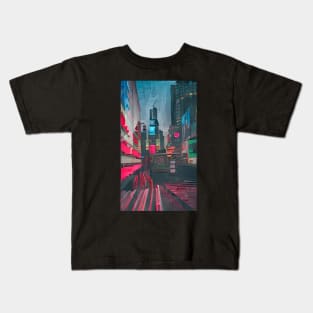 Cyberpunk style future city Kids T-Shirt